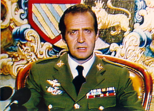 Juan Carlos en su alocución televisada el 23F