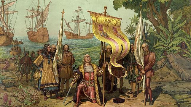 Colón tomando posesión de Guanahaní en nombre de los Reyes Católicos el 12 de octubre de 1492.
