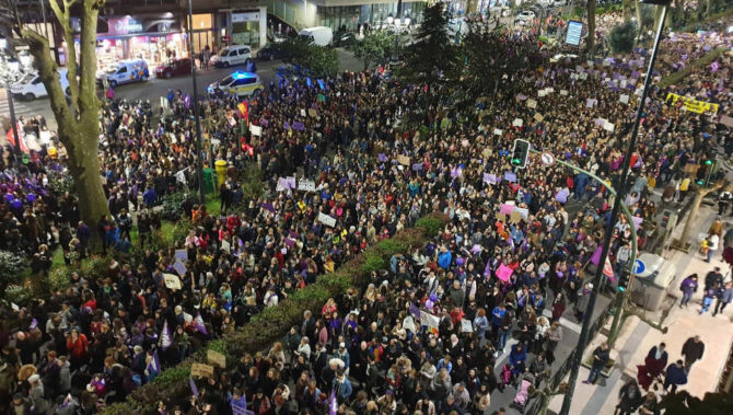 Imagen de la manifestación feminista en Santander.