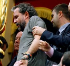 El presunto actor Guillermo Toledo, en uno de sus numeritos.