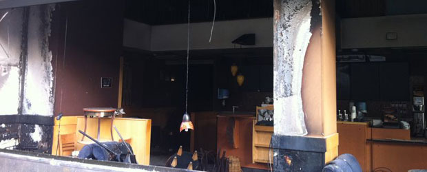 Una cafetería fue quemada por los filoterroristas de la izquierda catalana.