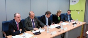 José María Hernández, García Nieto, De Santiago-Juárez, María José Salgueiro y González Gago, durante la reunión de ayer