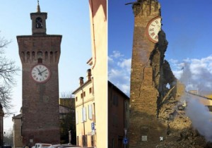 La torre del reloj de Finale Emilia se ha derrumbado a consecuencia del terremoto 