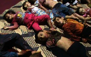 Niños sirios asesinados por mercenarios.
