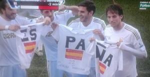 Ramis, Pablo, Rangel y Michu celebrando el gol | Captura Canal + Ramis, Pablo, Rangel y Michu celebrando el gol | Captura Canal +