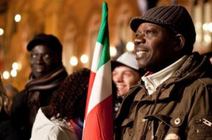 Manifestación de extranjeros por la ciudadanía italiana.