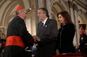 Bergoglio y el matrimonio Kirchner (el ya fallecido)
