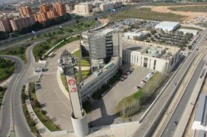 Vista aérea de los estudios de Canal 9 en Valencia.