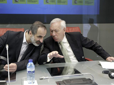 José Manuel García Margallo y Moaz Al Jatib.