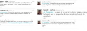Algunos de los tuits publicados por Leandro Muñoz en su cuenta de Twitter. 