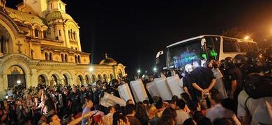 Los manifestantes frente al Parlamento, en Sofía.