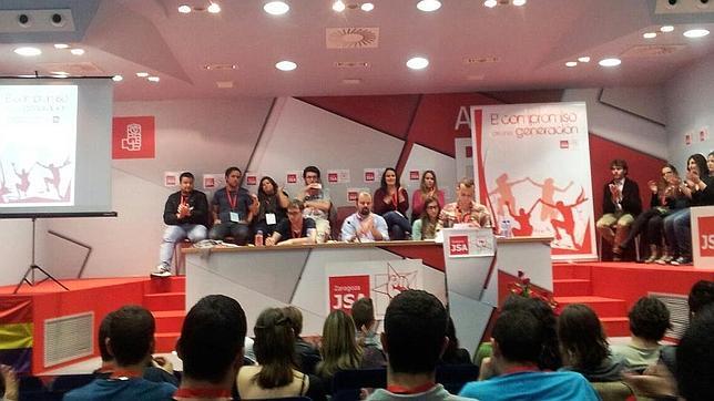 Imagen de archivo de un acto de las Juventudes Socialistas de Aragón, en la sede zaragozana del PSOE