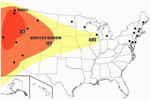 Mapa de los blancos que están al alcance de la flota de submarinos chinos con misiles nucleares