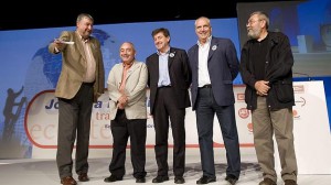 Fidalgo y Méndez, junto a sus homólogos andaluces, en la asamblea por el Trabajo Decente en 2008