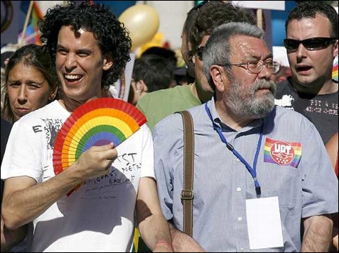 Zerolo, a la izquierda, junto a Cándido Méndez, líder de UGT.