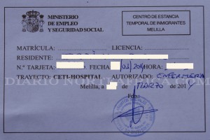 Uno de los bono-taxis expedido por el Ministerio de Sanidad y Asuntos Sociales