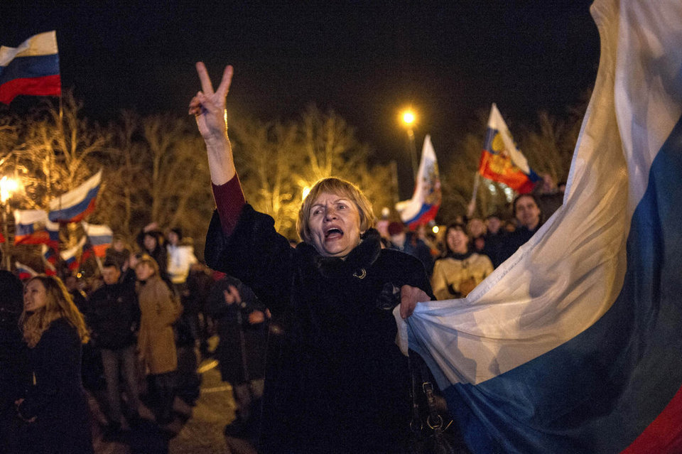 Celebración en la ciudad crimea de Sebastopol por la victoria del sí en el referéndum sobre la anexión a Rusia