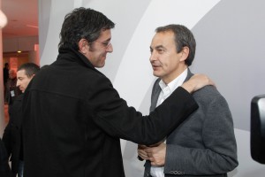 Eduardo Madina saluda al expresidente del Gobierno Rodríguez Zapatero