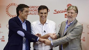 Eduardo Madina, Pedro Sánchez y José Antonio Pérez Tapias. 