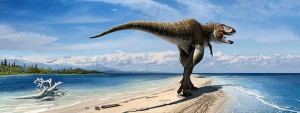 Recreación artística del dinosaurio 'Lythronax Argestes' 