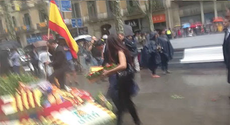 Durante la ofrenda floral de 2013, Gerard Bellalta y miembros de su partido logró colocar una bandera española a los pies de la estatua de Rafael de Casanova