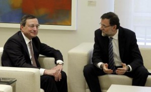 Mariano Rajoy durante su reunión con Mario Draghi 