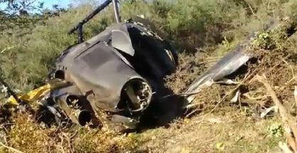 Estado en el que quedó el helicóptero tras el accidente.