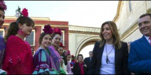 Susana Díaz y el alcalde de Umbrete, en la fiesta del Mosto