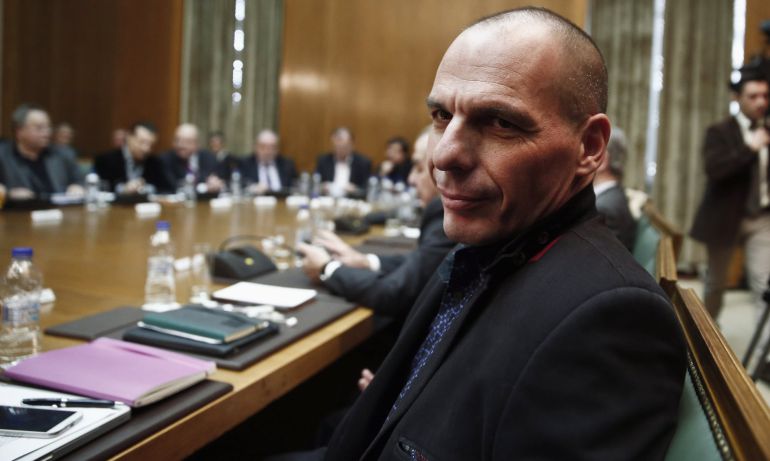 El nuevo ministro de Finanzas griego, Yanis Varoufakis, en el primer Consejo de Ministros