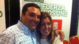 Antonio Cerrillo, candidato del PSOE en Cantoria, junto a Susana Díaz