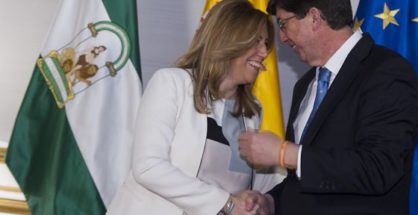 La presidenta de la Junta de Andalucía en funciones, Susana Díaz, y el líder de Ciudadanos, Juan Marín.