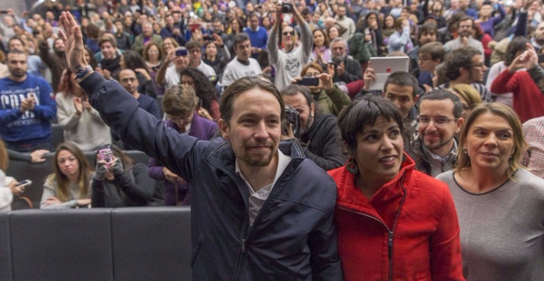 Pablo Iglesias, secretario general de Podemos, y Teresa Rodríguez, líder del partido en Andalucía
