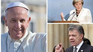 El Papa Francisco, Merkel y Juan Manuel Santos (junto con el líder de las FARC, Timochenko), favoritos al Nobel de la Paz 2015