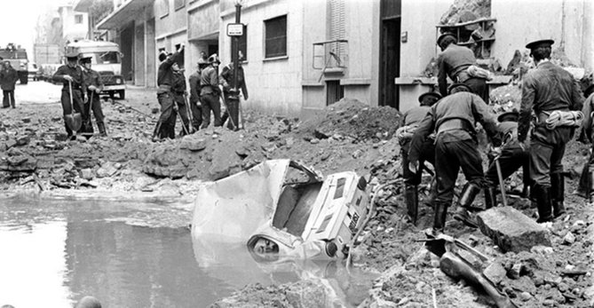 Imagen del atentado contra Carrero Blanco, en 1973.