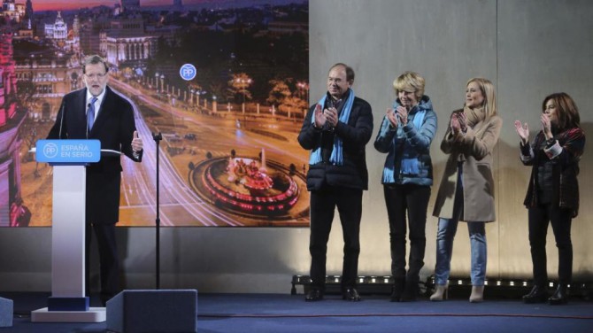 Rajoy, durante el acto de inicio de la campaña electoral en Madrid.