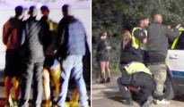 Escenas registradas en un festival veraniego de música en Malmoe. A la izquierda, un grupo de jóvenes rodea y asalta sexualmente a una joven. A la derecha, la Policía arresta a un sospechoso mientras las víctimas lloran al fondo.