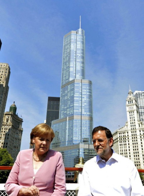Reunión en Chicago de Angela Merkel y Mariano Rajoy en 2012. 