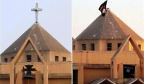 La iglesia ortodoxa siria de San Efrén, en Mosul, Irak, antes y después de ser tomada por el Estado Islámico.