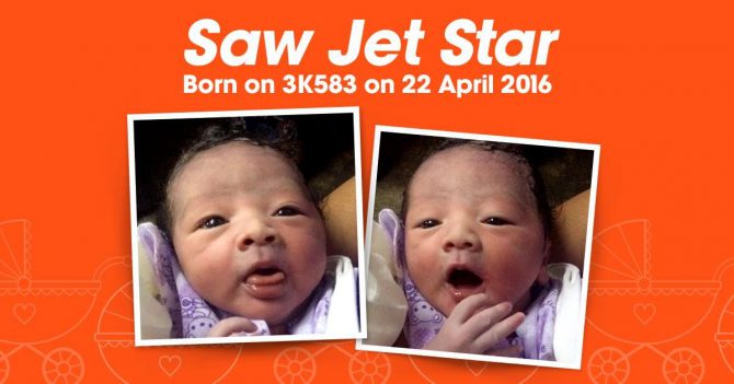 Foto de Jetstar del bebé nacido en el avión.