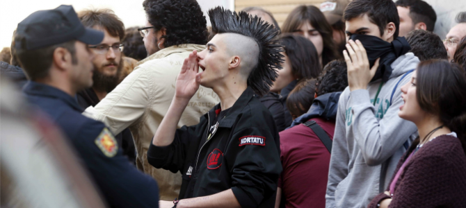 Concentración en 'La Morada', desalojada este miércoles por la Policía. 