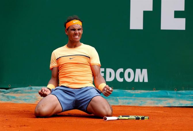 El tenista español Rafael Nadal en el Monte-Carlo Rolex Masters en Roquebrune Cap Martin.