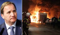 El primer ministro sueco, Stefan Löfven (izquierda), dijo hace unos meses que Suecia está en crisis. A la derecha, disturbios en un suburbio de Estocolmo en diciembre de 2014.