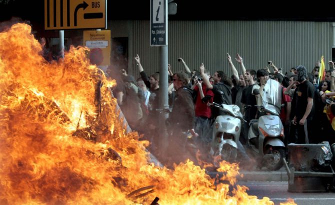 Disturbios en Barcelona.