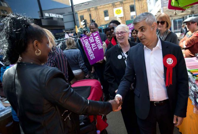 Sadiq Khan, durante su campaña para la Alcaldía de Londres.