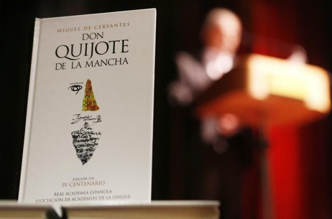 Detalle de un ejemplar de Don Quijote de la Mancha.