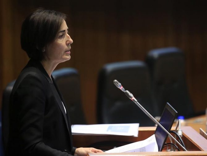 La directora general de Tráfico, María Seguí, durante su intervención en una jornada sobre tráfico con motivo del décimo aniversario del permiso de conducción por puntos el día 1 de julio.
