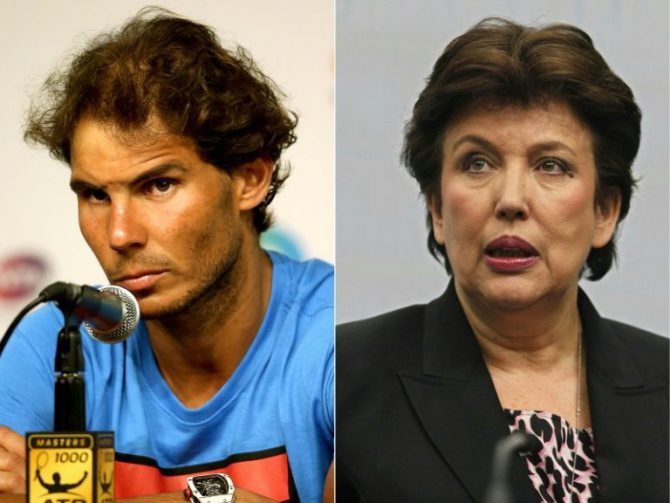 Rafael Nadal y la exministra francesa Roselyne Bachelot.