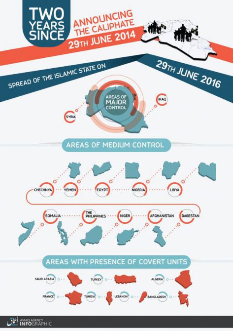 La imagen difundida por ISIS, a dos años de su califato