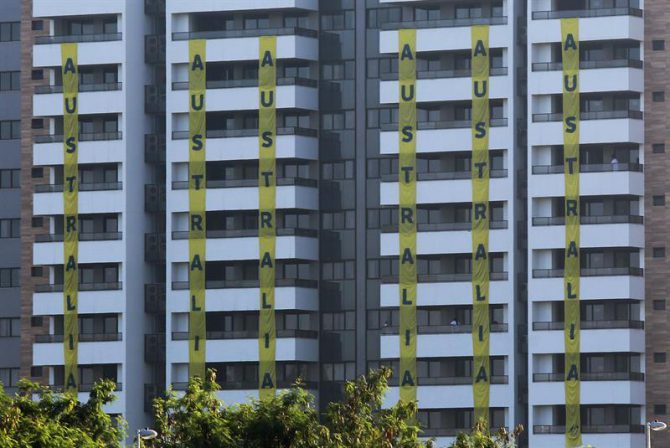 Vista de instalaciones para Australia en la Villa Olímpica en Río de Janeiro. 
