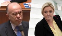 El ministro del Interior, Bernard Cazeneuve y la líder del FN, Marine Le Pen.